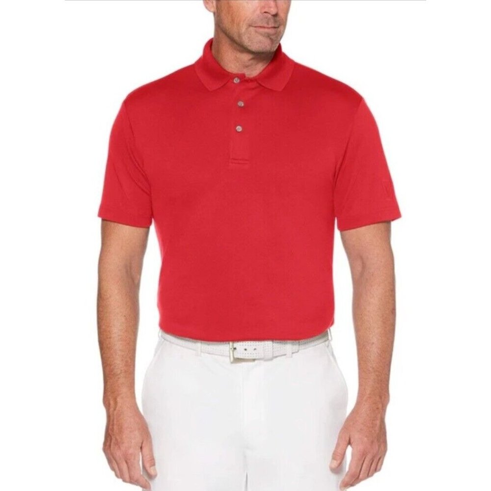 Pro Tour Air Play Shirt Size M Men's Red Short Sleeve Polyester Knit Golf Polo